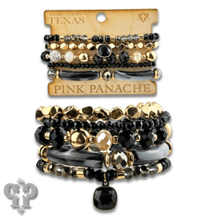 Chunky variety bead bracelet set with Austrian crystal charm - Boutique Bella BellaBracelets