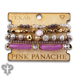 Chunky variety bead bracelet set with Austrian crystal charm - Boutique Bella BellaBracelets