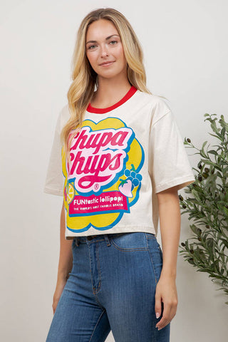 Chupa Chups Print Cotton Crop Top - Boutique Bella BellaT-Shirt