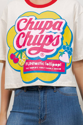 Chupa Chups Print Cotton Crop Top - Boutique Bella BellaT-Shirt
