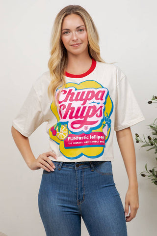 Chupa Chups Print Cotton Crop Top - Boutique Bella BellaT-Shirt