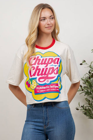 Chupa Chups Print Cotton Crop Top - Boutique Bella BellaT-Shirt