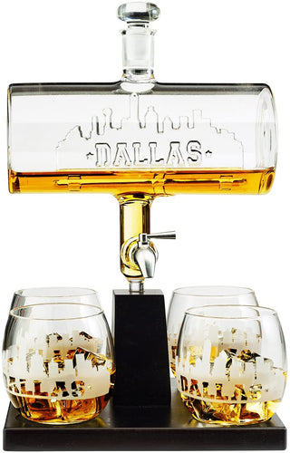 Dallas City Skyline Whiskey Decanter Premium Barware Gift Elegant Drinkware Collection