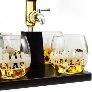 Dallas City Skyline Whiskey Decanter Premium Barware Gift Elegant Drinkware Collection