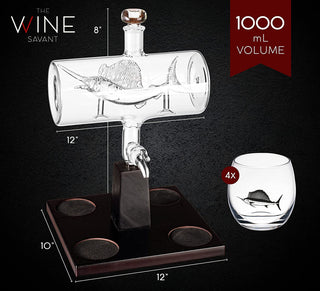 Sailfish Whiskey Decanter Dispenser Premium Barware Gift Elegant Drinkware Collection