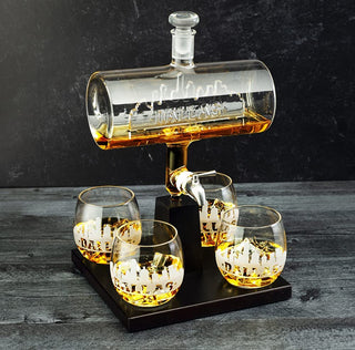 Dallas City Skyline Whiskey Decanter Premium Barware Gift Elegant Drinkware Collection