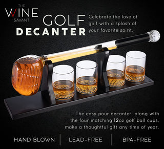 Golf Club Whiskey Decanter Premium Barware Gift Elegant Drinkware Collection