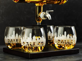Dallas City Skyline Whiskey Decanter Premium Barware Gift Elegant Drinkware Collection