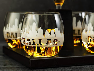 Dallas City Skyline Whiskey Decanter Premium Barware Gift Elegant Drinkware Collection