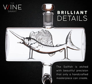 Sailfish Whiskey Decanter Dispenser Premium Barware Gift Elegant Drinkware Collection