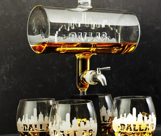 Dallas City Skyline Whiskey Decanter Premium Barware Gift Elegant Drinkware Collection