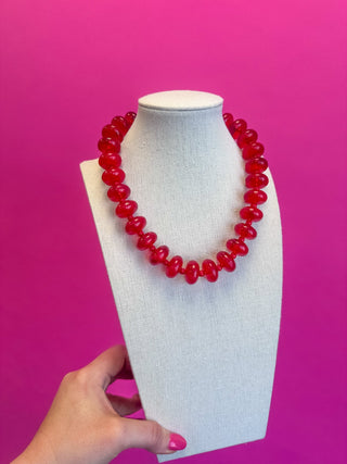 Circle Bauble Ball Necklace - Red - Boutique Bella BellaNecklaces