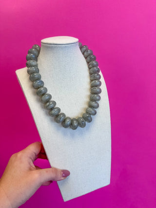Circle Bead Necklace - Grey - Boutique Bella BellaNecklaces