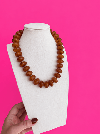 Circle Bead Necklace - Light Brown - Boutique Bella BellaNecklaces