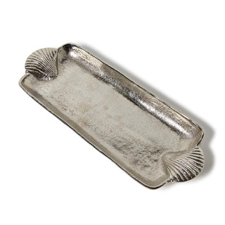 Clam Shell Handle Silver Serving Tray - Boutique Bella BellaTray