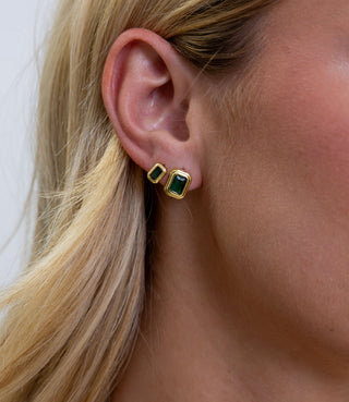 Clementine Emerald Bezel Studs - Boutique Bella BellaEarring