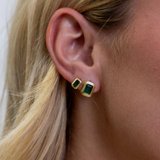 Clementine Emerald Bezel Studs - Boutique Bella BellaEarring