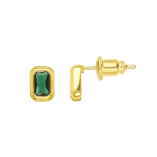 Clementine Emerald Bezel Studs - Boutique Bella BellaEarring