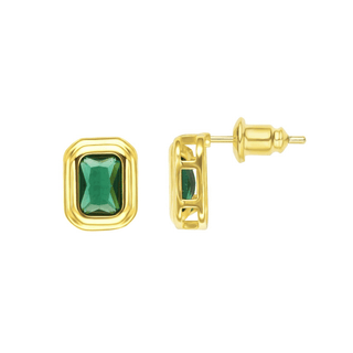 Clementine Emerald Bezel Studs - Boutique Bella BellaEarring