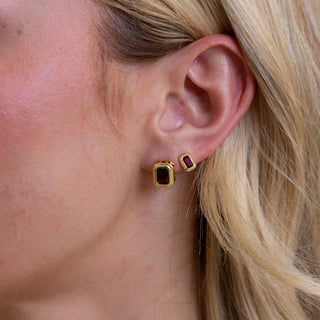 Clementine Ruby Bezel Studs - Boutique Bella BellaEarring