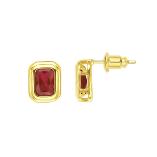Clementine Ruby Bezel Studs - Boutique Bella BellaEarring