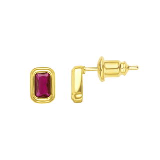 Clementine Ruby Bezel Studs - Boutique Bella BellaEarring