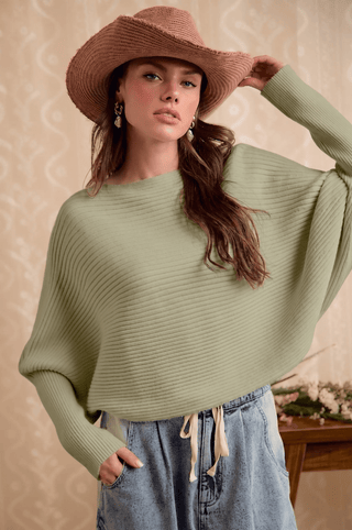 Cloud Soft Off-Shoulder Poncho - Olive - Boutique Bella BellaSweater