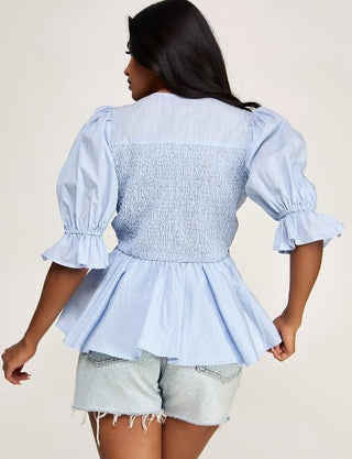 Cloudflower Button - Up Blouse - Boutique Bella BellaBlouse