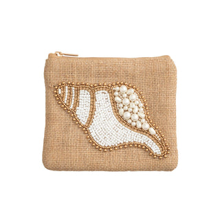 Coastal Beaded Case - White Shell - Boutique Bella BellaCoin Purse