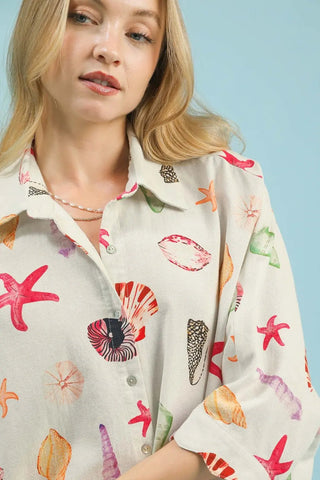 Coastal Charm Button Down Top - Boutique Bella Bellabutton down top