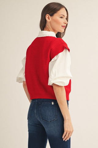 Coastal Charm Sweater Vest - Red - Boutique Bella BellaSweater Vest