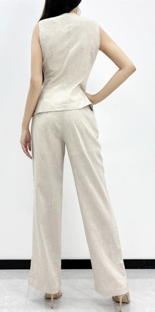 Coastal Linen Tailored Vest Set - Boutique Bella BellaSets