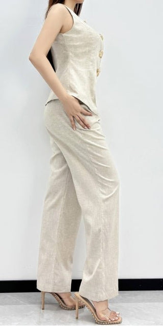 Coastal Linen Tailored Vest Set - Boutique Bella BellaSets