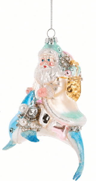Coastal Santa Glass Ornament - Assortment - Boutique Bella BellaChristmas Ornament