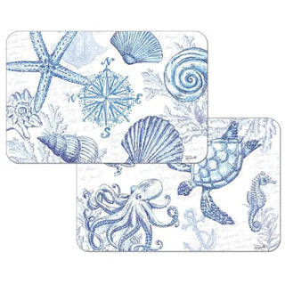 Coastal Sketch Reversible Rectangular Plastic Placemat - Boutique Bella BellaPlacemats