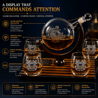 Coastguard Gift Whiskey Wine Decanter Set 4 Liquor Glasses Us Coast Guard 800 Ml Whiskey Decanter 11 - Boutique Bella Bella