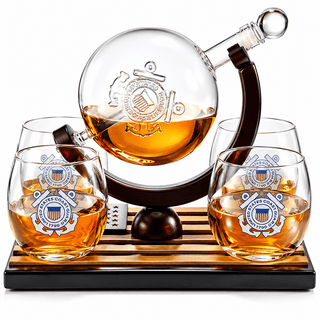 Coastguard Gift Whiskey Wine Decanter Set 4 Liquor Glasses Us Coast Guard 800 Ml Whiskey Decanter 11 - Boutique Bella Bella