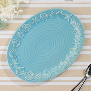 Coastline Blue Oval Platter 16" X 12" - Boutique Bella BellaServing Platter