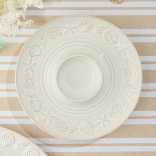 Coastline Cream Chip & Dip, 13.5" - Boutique Bella BellaServing Platter