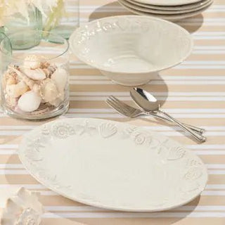 Coastline Cream Oval Platter 16" X 12" - Boutique Bella BellaServing Platter