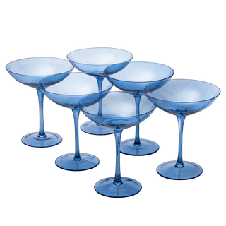 Cobalt Blue Colored Champagne Coupe Glasses 12OZ Set Of 6 By Toasting Glasses Weddin - Boutique Bella Bella