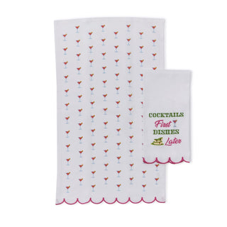 Cocktails First Set of 2 Dish Towels - Boutique Bella Belladish towel