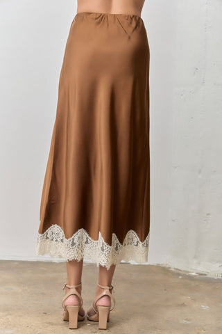 Cocoa Lace Romance Midi Skirt - Boutique Bella BellaSkirt