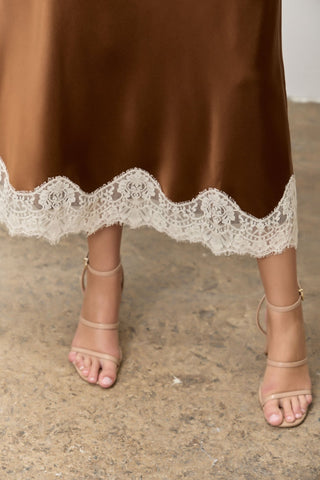 Cocoa Lace Romance Midi Skirt - Boutique Bella BellaSkirt