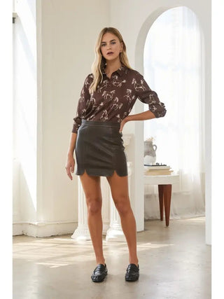 Cocoa Rocker Slit Front Skirt - Boutique Bella BellaSkirt