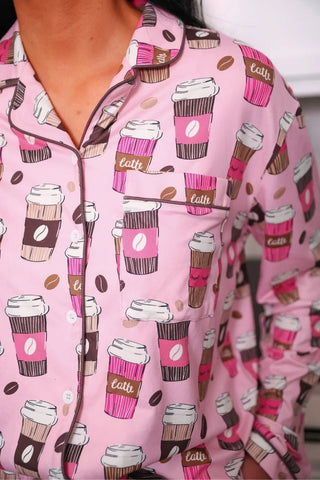 Coffee Date Ruffle Pajama Set *Pre-Order* - Boutique Bella BellaPajamas
