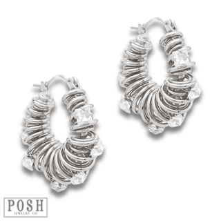Coil hoop and rhinestone earring - LC - Boutique Bella BellaEarrings