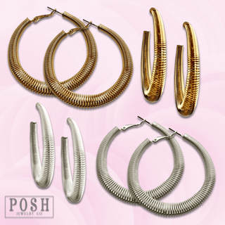 Coil spring look hoop earring - Boutique Bella BellaEarrings