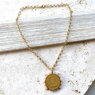 Coin and Clear Spikes Necklace  - Boutique Bella BellaNeckalce