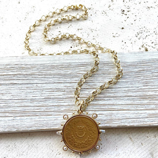 Coin and Clear Spikes Necklace  - Boutique Bella BellaNeckalce